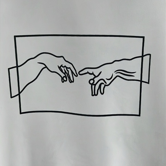 Women’s Pullover Size Med White w/Black Graphic Crew Neck Long Sleeves Polyester - Picture 4 of 9